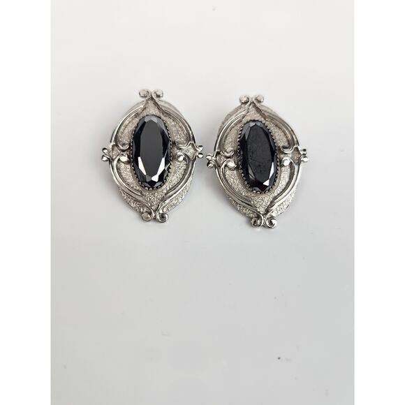 Vintage Whiting Davis Bracelet & Clip Earrings Faceted Hematite Silver Tone - Picture 9 of 13